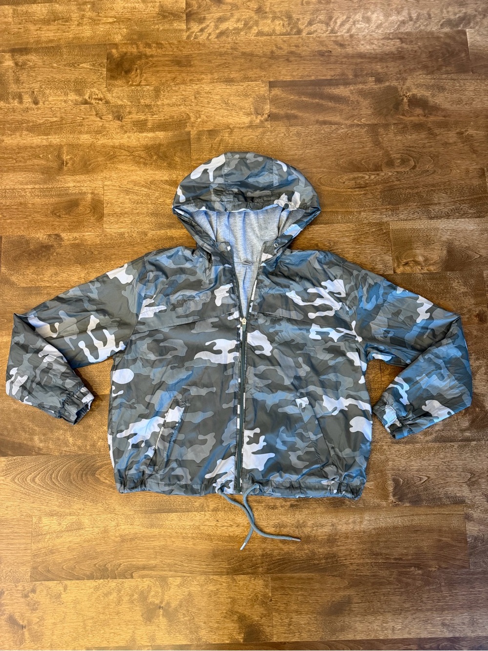 Athletic Works Camo Hooded Windbreaker Jacket – Size L